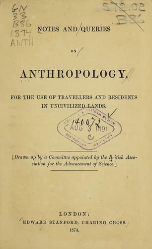 Notes and queries on anthropology